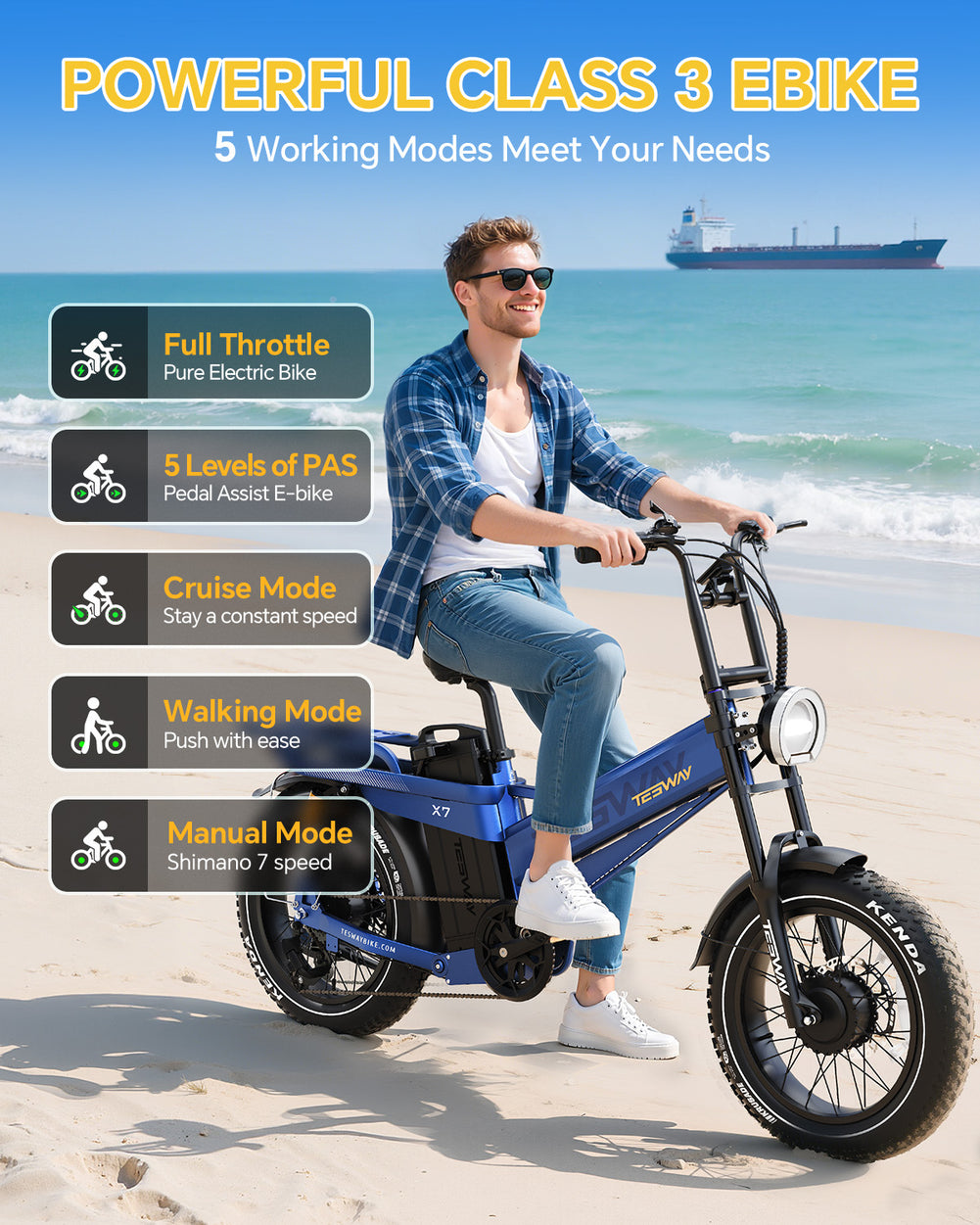 TESWAY X7 AWD-3600W Dual Motors-Daily Commuter Electric Bike 2026